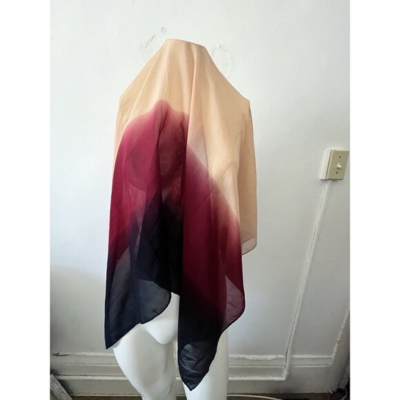 Charming Charlie Ombré Dyed Rectangular Scarf Burgundy Navy Peach GUC - Picture 2 of 8